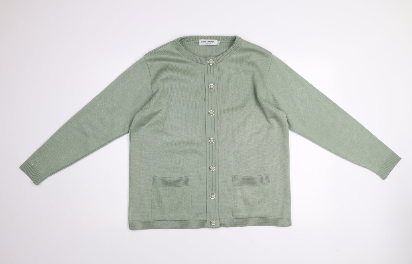 Womens UK Size 14/16 Beaumonde Paris Green Cardigan Jumper