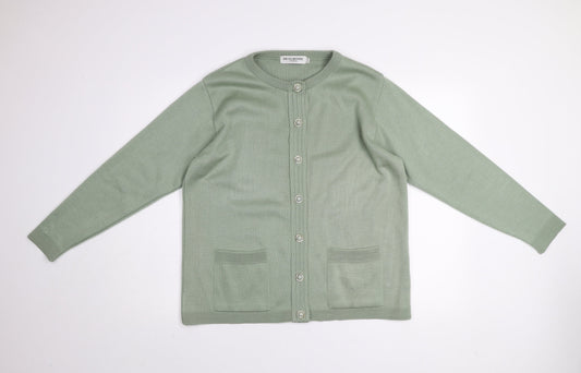 Womens UK Size 14/16 Beaumonde Paris Green Cardigan Jumper