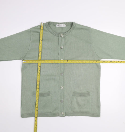 Womens UK Size 14/16 Beaumonde Paris Green Cardigan Jumper