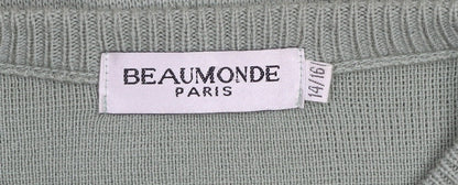 Womens UK Size 14/16 Beaumonde Paris Green Cardigan Jumper