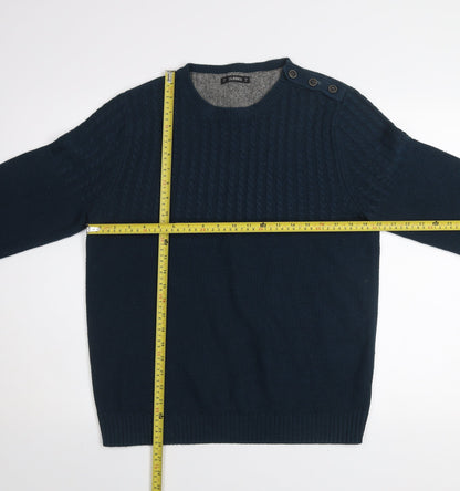 Dunnes Men Blue Cable-Knit Crew Neck Jumper Medium
