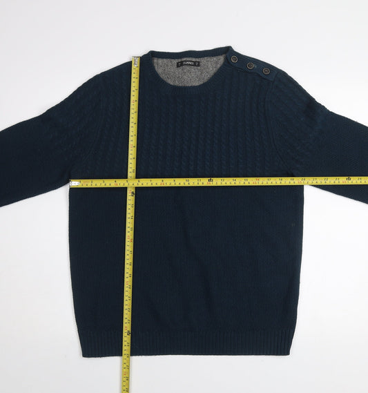 Dunnes Men Blue Cable-Knit Crew Neck Jumper Medium
