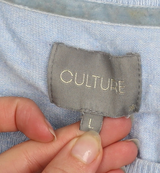 Womens UK Size L CULTURE Blue Pullover Jumper