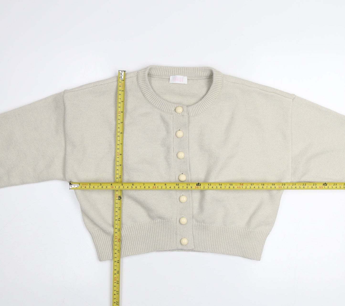 Womens UK Size 14 Savida Beige Cardigan Jumper