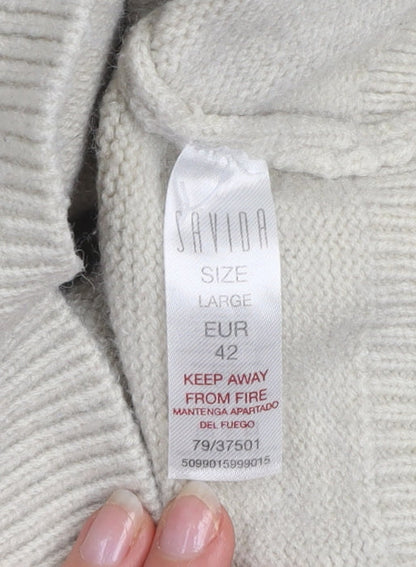 Womens UK Size 14 Savida Beige Cardigan Jumper