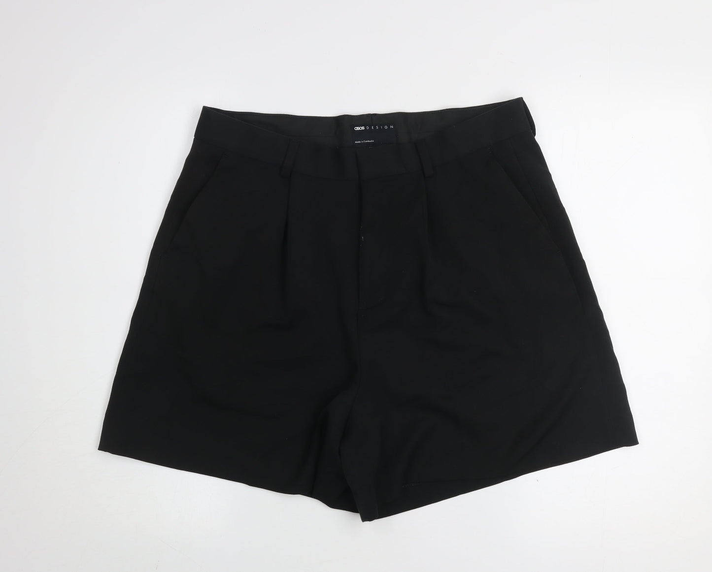 ASOS DESIGN Men's Black Chino Shorts Size 34 Pleated Front Smart Casual