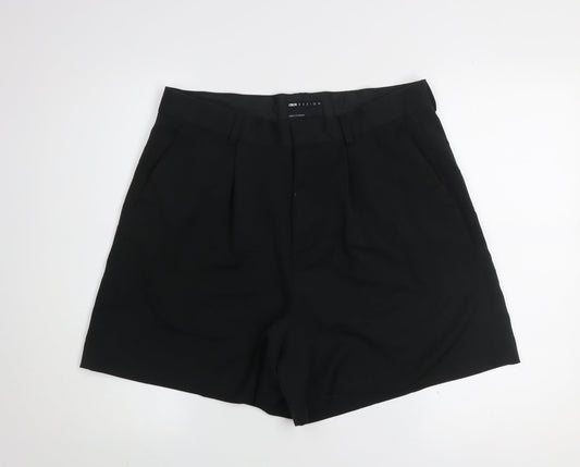 ASOS DESIGN Men's Black Chino Shorts Size 34 Pleated Front Smart Casual