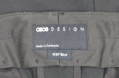 ASOS DESIGN Men's Black Chino Shorts Size 34 Pleated Front Smart Casual