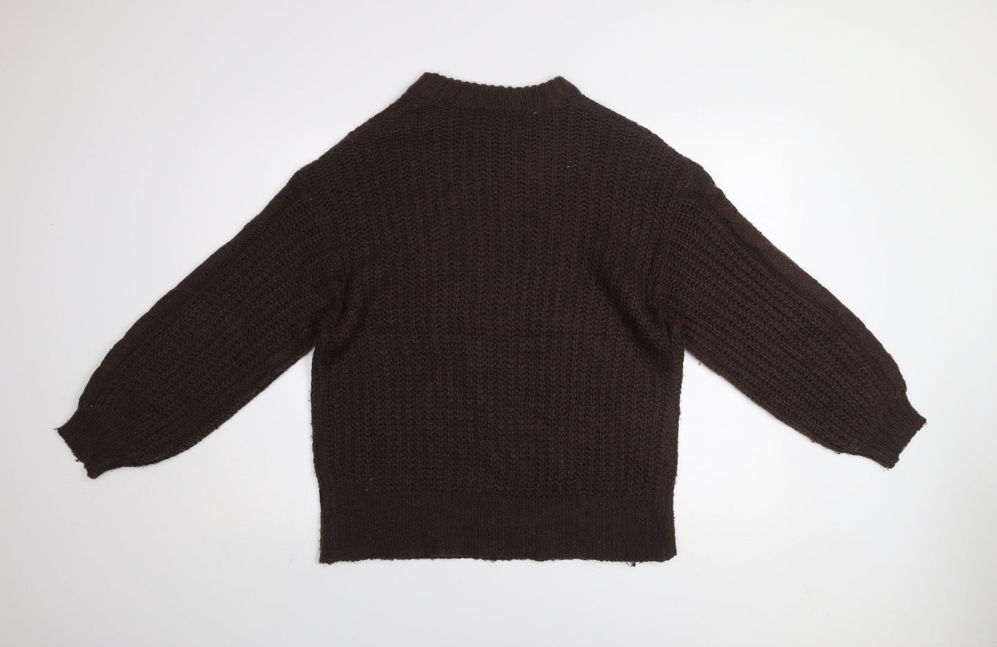 Brave Soul Women Brown Cable-Knit Acrylic Jumper Size 10