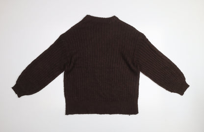 Brave Soul Women Brown Cable-Knit Acrylic Jumper Size 10