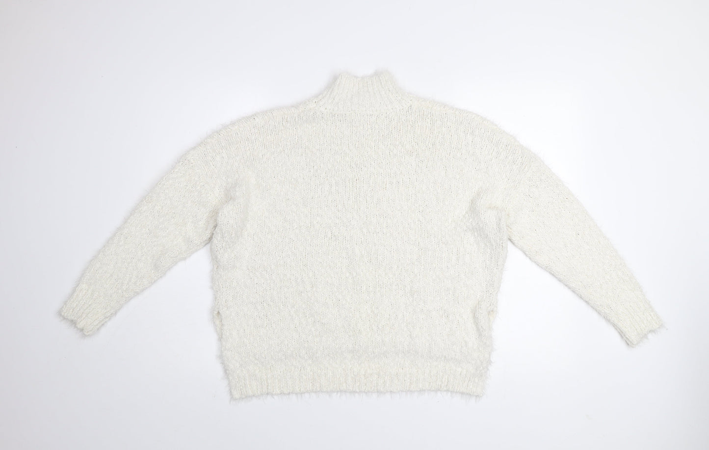 Gallery Women's White Mock Neck Chunky Knit Jumper Size M
