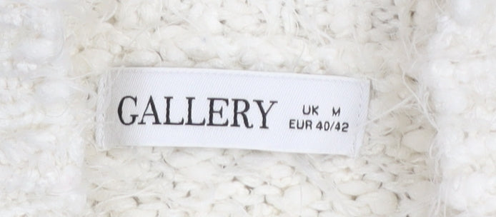 Gallery Women's White Mock Neck Chunky Knit Jumper Size M