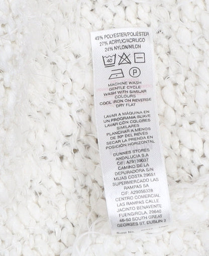 Gallery Women's White Mock Neck Chunky Knit Jumper Size M