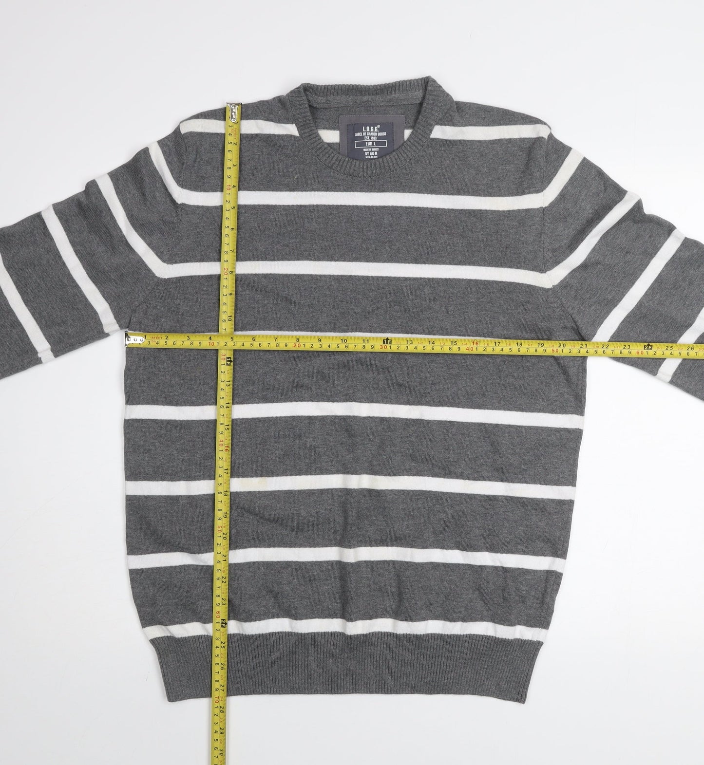 Mens UK Size L H&M Grey Pullover Jumper