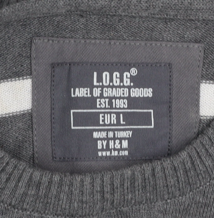 Mens UK Size L H&M Grey Pullover Jumper