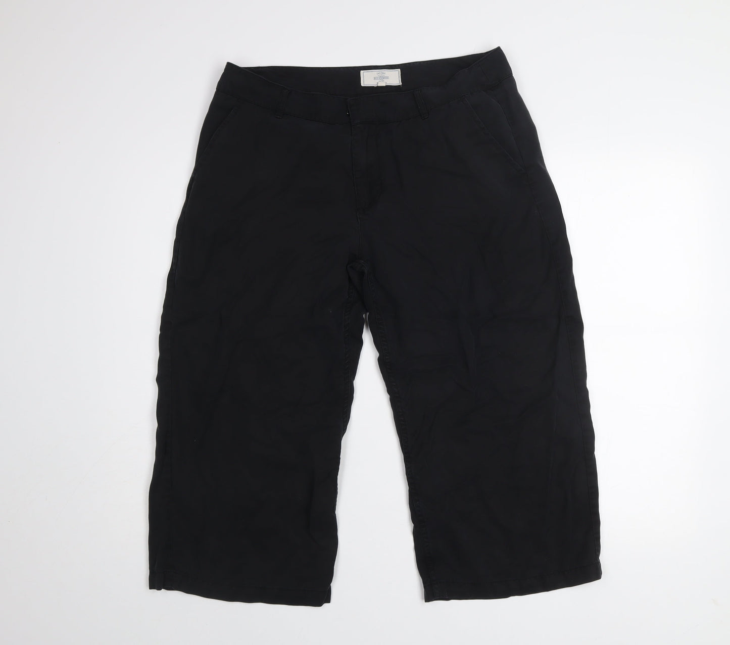 Fat Face Women Black Size 12 Cropped Trousers 100% Lyocell