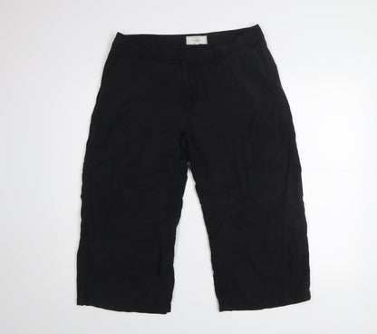 Fat Face Women Black Size 12 Cropped Trousers 100% Lyocell
