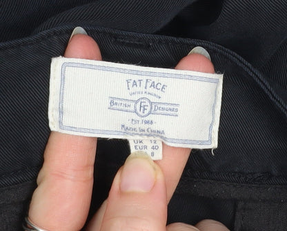 Fat Face Women Black Size 12 Cropped Trousers 100% Lyocell