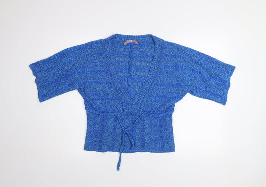 Womens UK Size 12-14 A|wear Blue Wrap Jumper