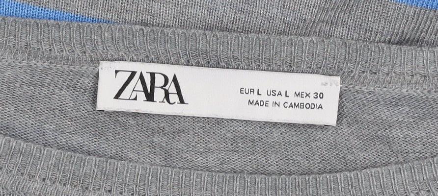 Womens UK Size L Zara Grey Pullover Jumper