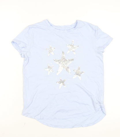 GAP Kids Girls Blue Sequin Star Graphic T-Shirt XL Short Sleeve