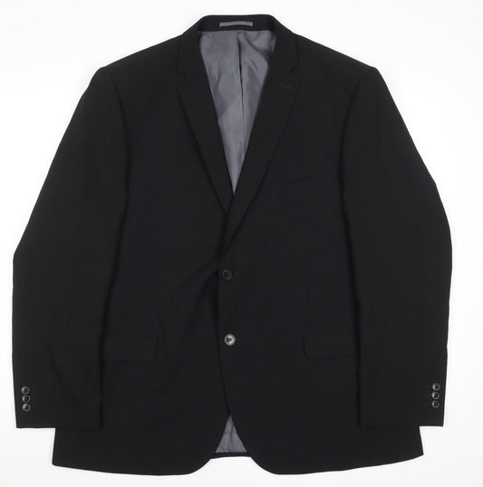 George Men's Black Regular Fit Suit Jacket 46R Polyester Blazer
