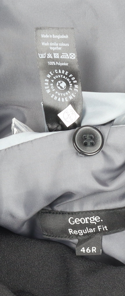 George Men's Black Regular Fit Suit Jacket 46R Polyester Blazer