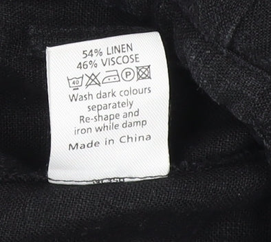 New Look Women's Black Linen Blend Wide-Leg Trousers Size 8