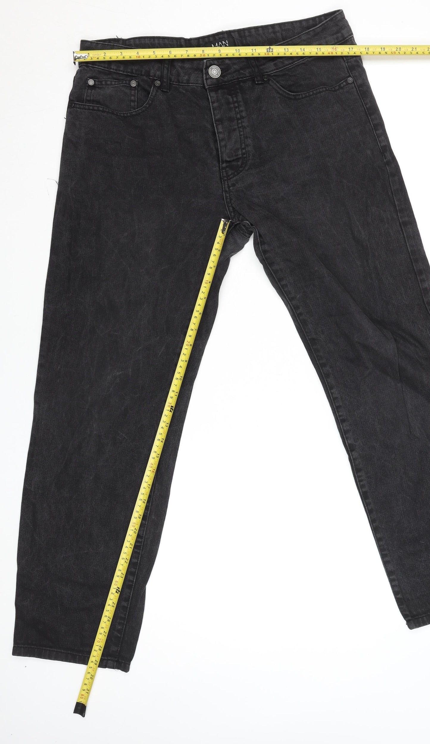 boohooMAN Men's Black Jeans Size 32 Slim Fit Denim Classic Style