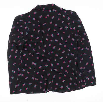 Oasis Women’s Black Floral Cotton Blend Blazer UK 12