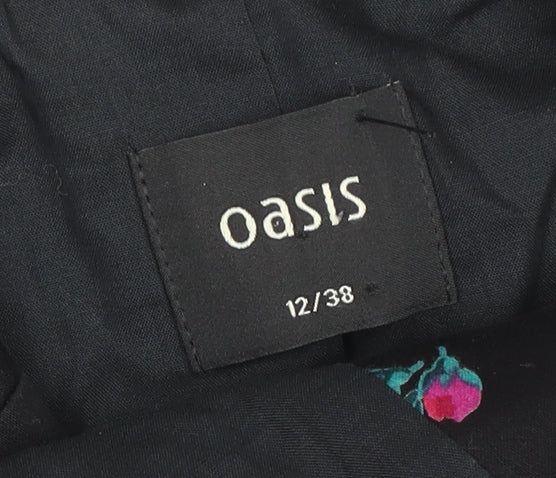 Oasis Women’s Black Floral Cotton Blend Blazer UK 12
