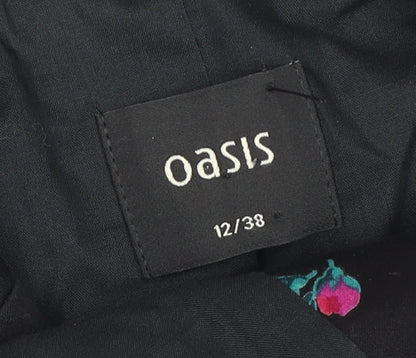 Oasis Women’s Black Floral Cotton Blend Blazer UK 12