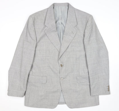 Men’s Grey Wool Blend 42R Classic Single Breasted Blazer