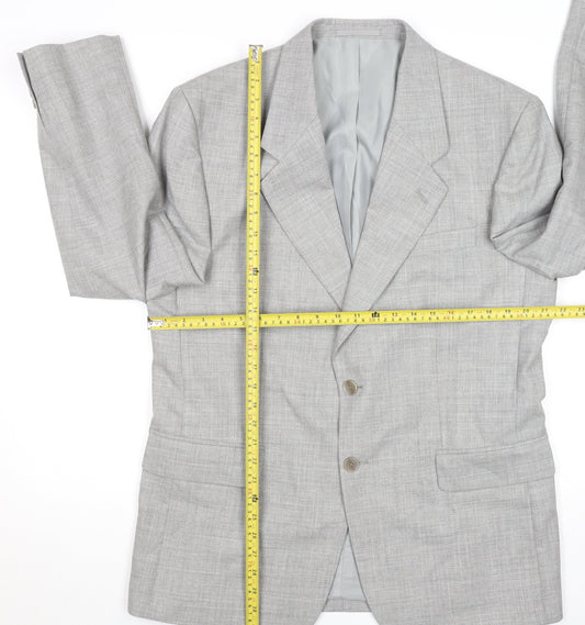Men’s Grey Wool Blend 42R Classic Single Breasted Blazer