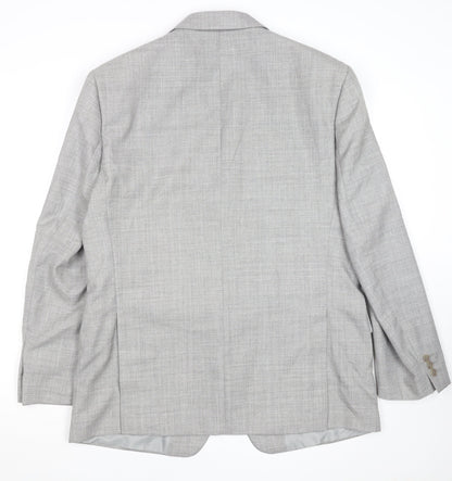 Men’s Grey Wool Blend 42R Classic Single Breasted Blazer