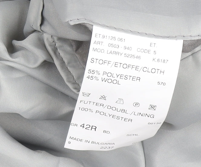 Men’s Grey Wool Blend 42R Classic Single Breasted Blazer