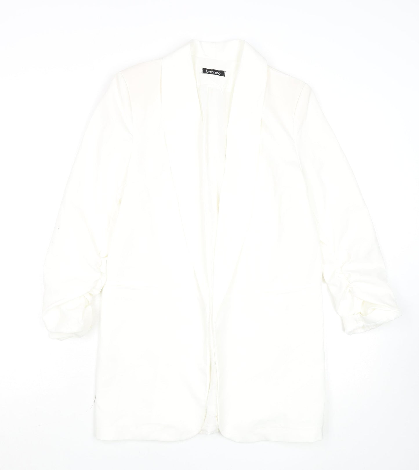 Boohoo Womens White Shawl Collar Longline Blazer Size S
