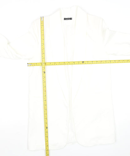 Boohoo Womens White Shawl Collar Longline Blazer Size S
