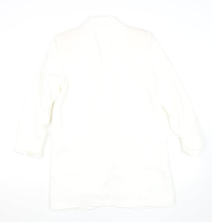 Boohoo Womens White Shawl Collar Longline Blazer Size S
