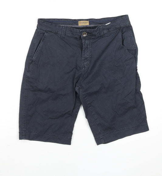 Consenso Men Navy Blue Chino Shorts Cotton Blend Size 34