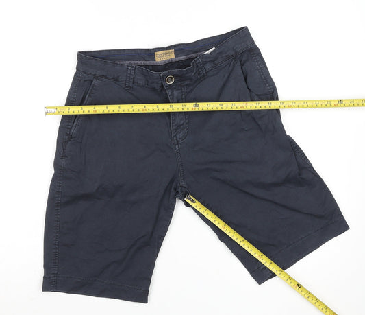 Consenso Men Navy Blue Chino Shorts Cotton Blend Size 34