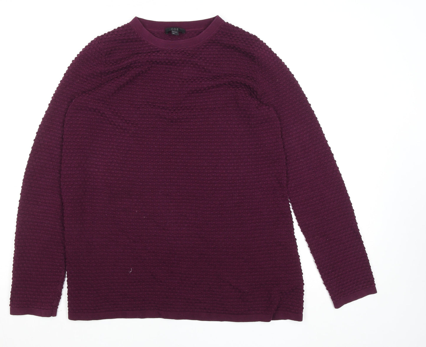COS Women Purple Cotton Textured Crew Neck Jumper Size S