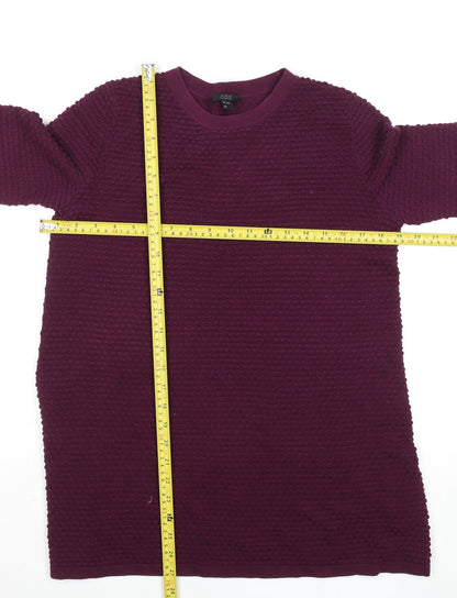 COS Women Purple Cotton Textured Crew Neck Jumper Size S