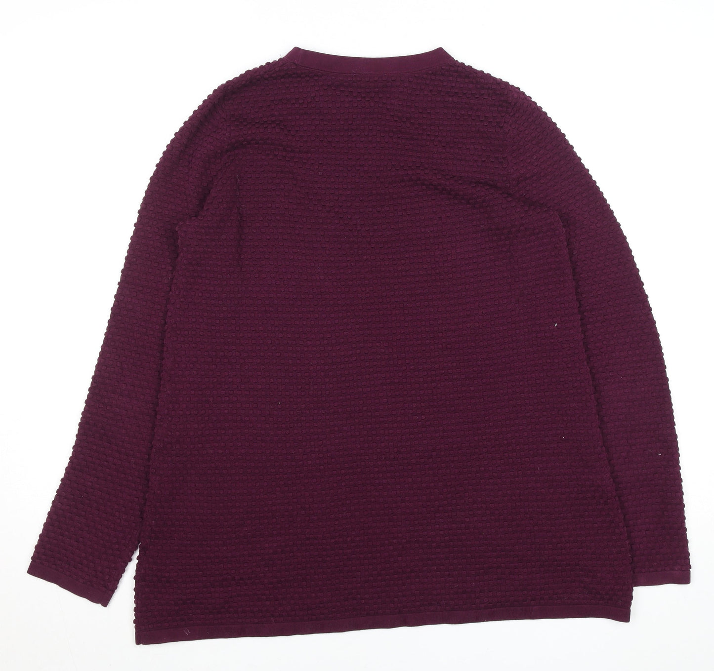COS Women Purple Cotton Textured Crew Neck Jumper Size S