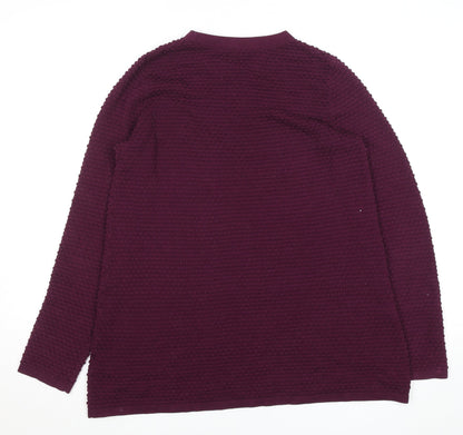 COS Women Purple Cotton Textured Crew Neck Jumper Size S