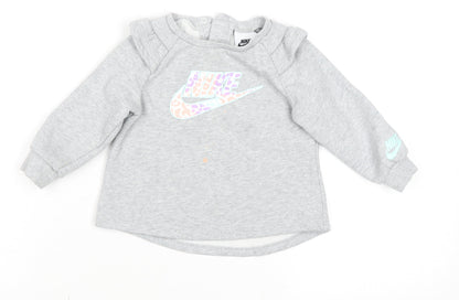 Nike Grey Animal Print Logo Long Sleeve Baby T-Shirt 18-24 Months