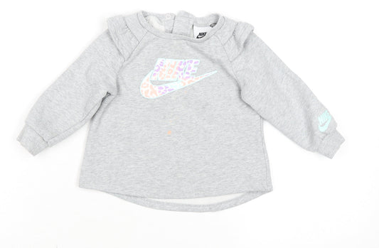 Nike Grey Animal Print Logo Long Sleeve Baby T-Shirt 18-24 Months