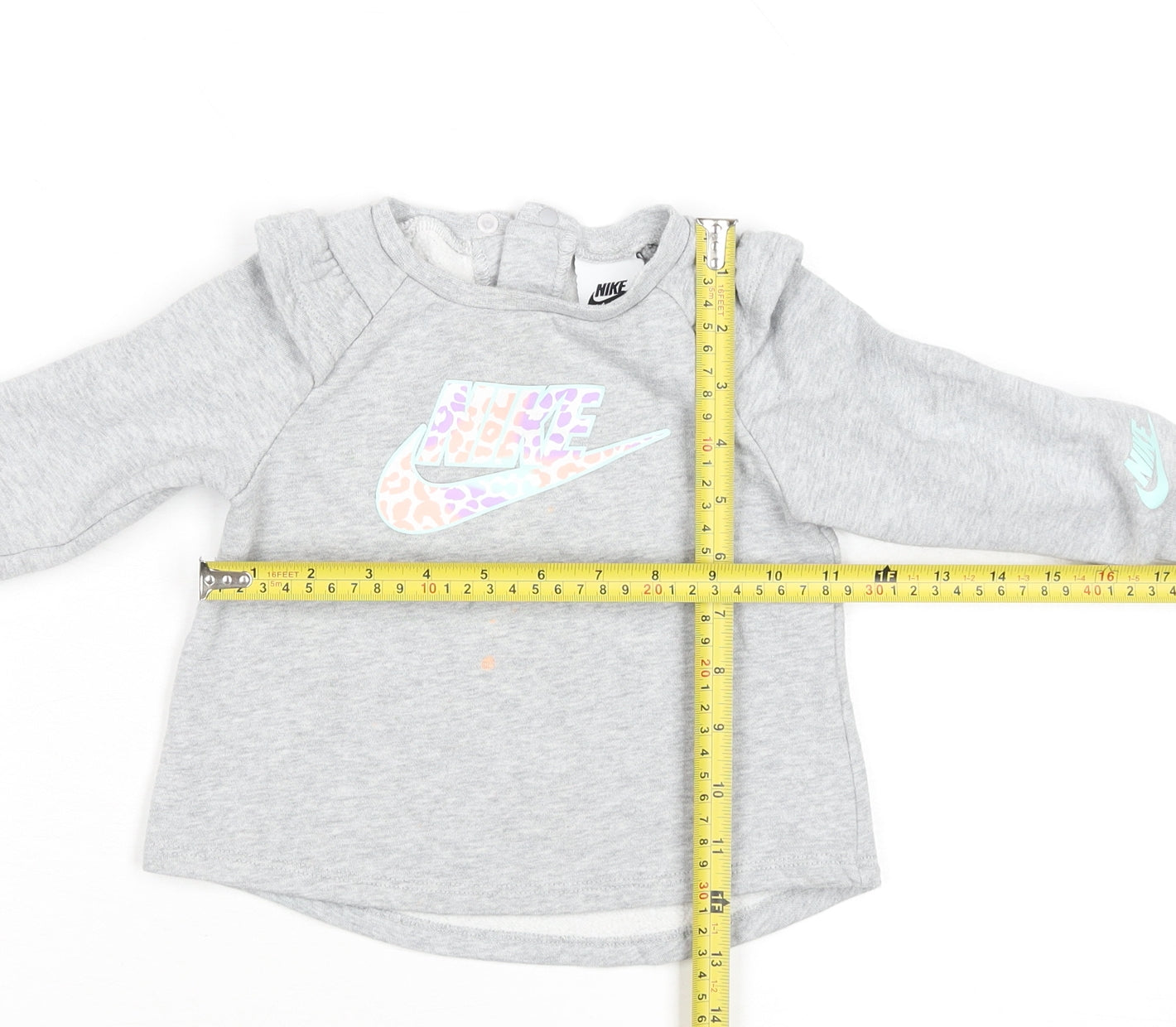 Nike Grey Animal Print Logo Long Sleeve Baby T-Shirt 18-24 Months