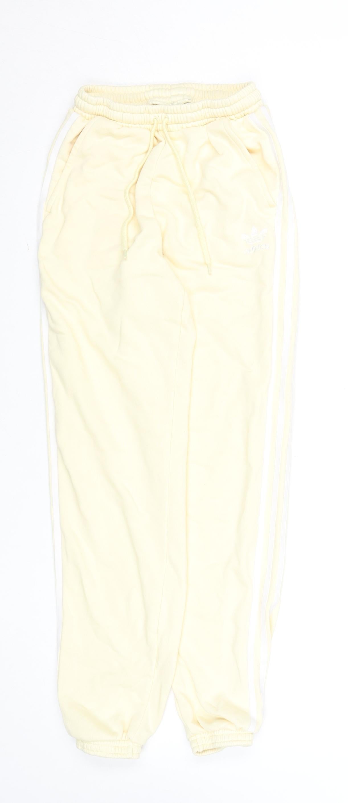 Womens UK Size 4 adidas Regular Fit Jogger Beige Trousers
