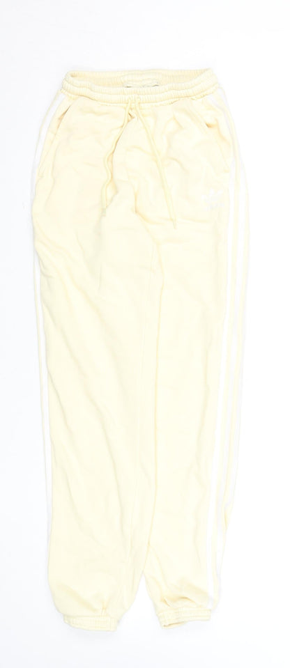 Womens UK Size 4 adidas Regular Fit Jogger Beige Trousers